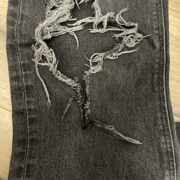 Agolde 90s Loose Fit Jean size 26 Audio Wash Distressed High Rise Straight Jeans - Picture 9 of 12